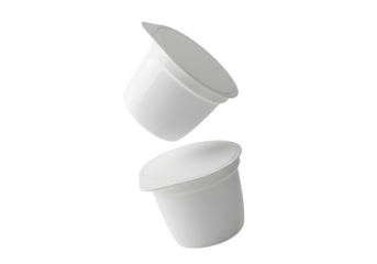 Two White Plastic Containers Isolated on Transparent Background