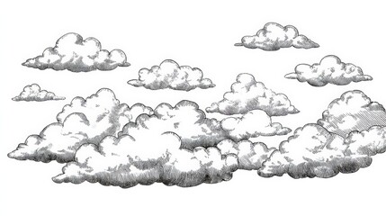 Doodle sketch style of Hand drawn Clouds cartoon vector illustration for concept design. 