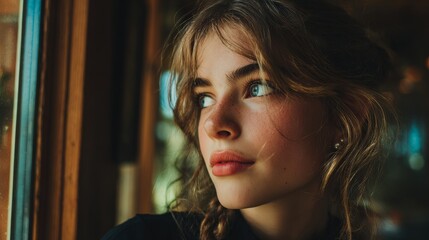 Portrait of young woman looking away 