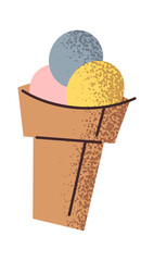 Waffle cone with ice-cream scoops