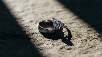 Wedding Rings on Stone