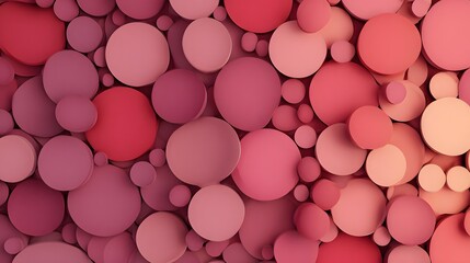 Abstract Background of Many Pink and Red Spheres in Various Sizes.