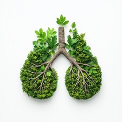Lungs Made of Greenery Symbolizing Nature and Environmental Health