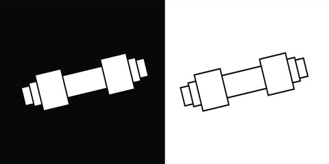 Dumbbell icons set in outlined and filled flat style. Gym heavy strength training dumbbell line pictograms. Weight lifting dumbbell signs eps 10