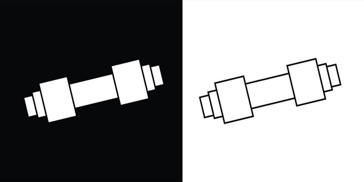Dumbbell icons set in outlined and filled flat style. Gym heavy strength training dumbbell line pictograms. Weight lifting dumbbell signs eps 10