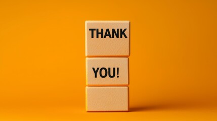 A simple, warm display of gratitude with blocks spelling "THANK YOU!" against a vibrant orange background.
