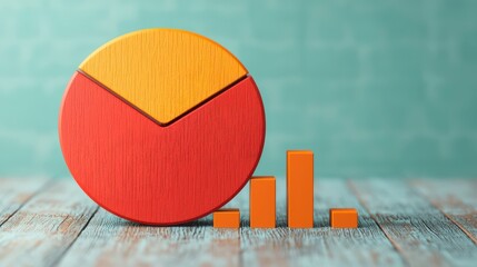 A colorful pie chart with an upward trend bar graph, symbolizing data analysis and business growth.