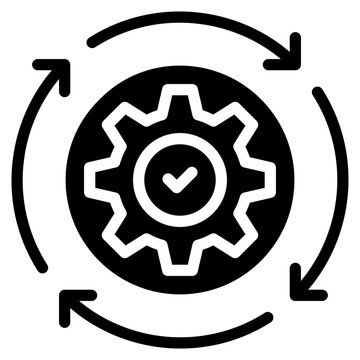 Continuity icon in vector illustration downtime, Containing capability, organization, delivery, product management, acceptable, solid vector design illustrator