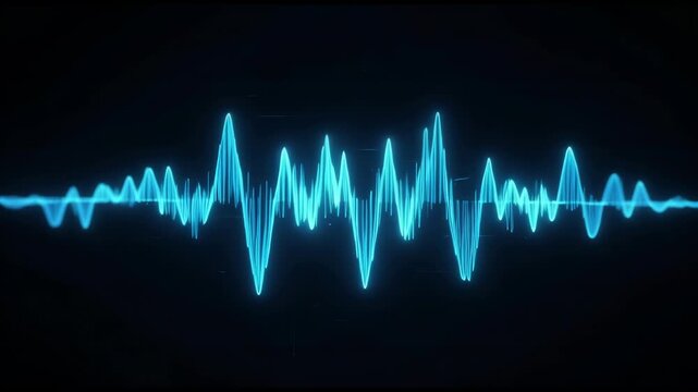 Blue waveform pulses against dark background in digital audio visualization display