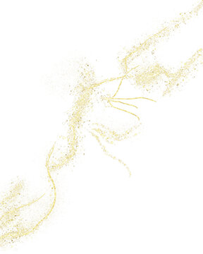 Isolated golden splatter, glitter wavy, stripes. Gold spatter, spots, dots, lines. For overlay, montage, texture, greeting, invitation card, scrapbooking. 
