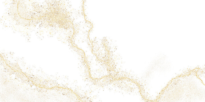 Isolated golden splatter, glitter wavy, stripes. Gold spatter, spots, dots, lines. For overlay, montage, texture, greeting, invitation card, scrapbooking. 