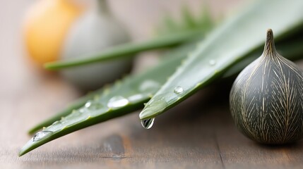 Fresh aloe vera leaves with water drops, natural skincare and wellness concept, organic plant for beauty, health and hydration