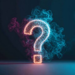Sparkling Question Mark Emerging from Colorful Wisps of Smoke symbol punctuation Photo