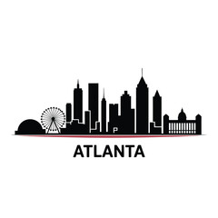 A striking black silhouette of the atlanta city skyline with its name