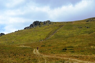 man enjoying nature on the mountain