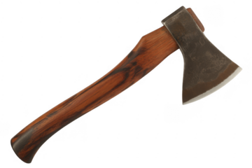 Wooden handled axe with metal head tool isolated on a transparent background