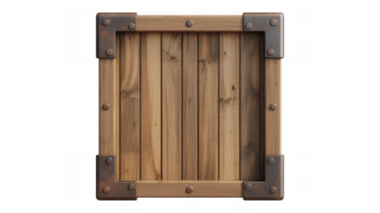 Wooden Panel with Metal Brackets and Bolts planks isolated on a transparent background