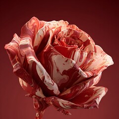 Swirling Red and Photo White Marble Rose Petals Close Up flower abstract