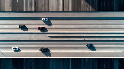 Aerial View of Cars Driving on a Highway.