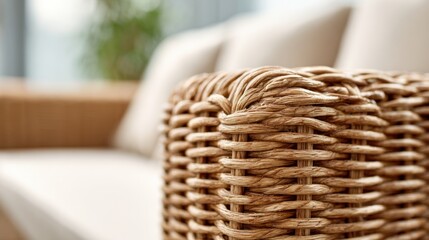 Contemporary wicker furniture detail in modern living room design for elegant interior decor,National Wicker Day