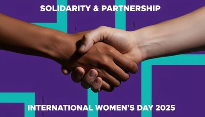 A symbolic handshake representing solidarity and partnership for international women s day