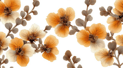 Delicate Orange Flowers with Soft Leaves and Elegant Background Design