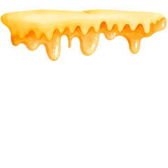 Fototapeta premium Watercolor dripping honey illustration with golden liquid texture hand painted style isolated on black background