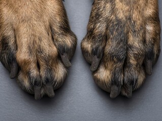 Obraz premium Dog paws close up on dark background
