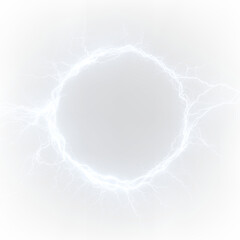 Electric energy ring surrounded by sparks on a transparent background with minimal colors and clear design lines