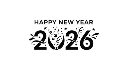 Festive new year celebration design with stylized numbers and heart shape silhouette