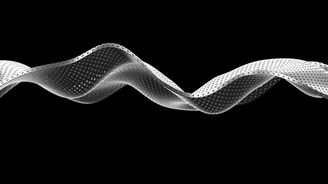 Metal wave with holes on black bg able to loop endless 4k