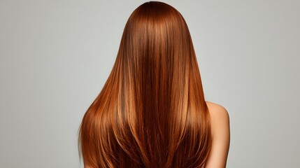 Naklejka premium Beautiful Long Straight Red Hair Viewed From Behind.