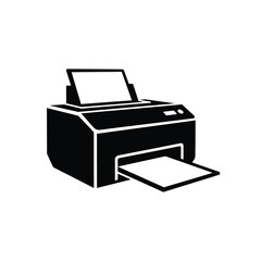 Office printer machine modern technology silhouette equipment vector illustration