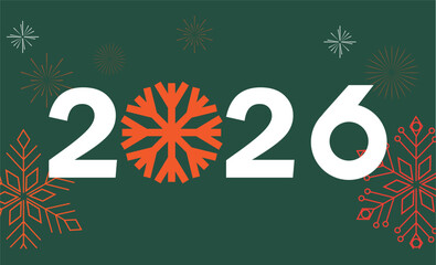 Happy new year 2026 with festive snowflakes