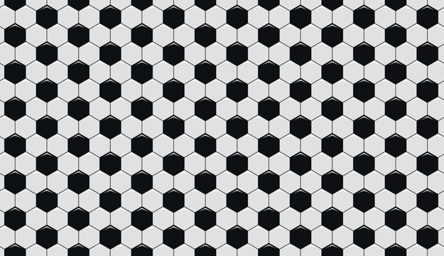 Seamless black and white hexagon Soccer ball tile pattern