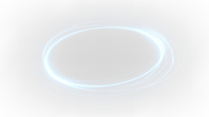 Blue circular light effect on transparent background with glowing edges and rotating motion captured in a digital design setting
