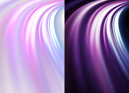 Abstract futuristic background with shimmering purple neon stripes and smooth motion blur on a vector png background. Glowing wave effect for technology themes and innovation visualization.