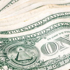 American one dollar banknotes wallpaper. Close up of money. Wealth concept, free trade, business concept background.
close up of one dollar bills.