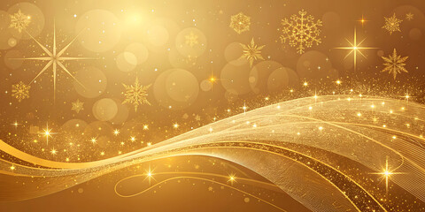 Golden Abstract Wave Background with Sparkles