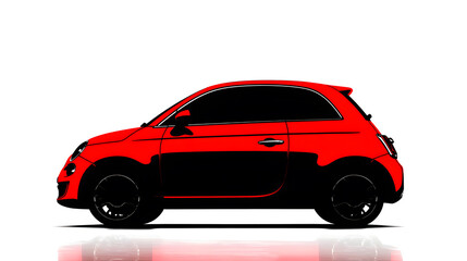 Fototapeta premium Red and Black Compact Car Silhouette