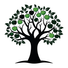 Apple-tree-silhouette-vector-with-white-background  