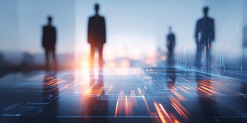 Digital Concept of Risk Management with Human Figures, Graphs, and Icons Demonstrating Business Strategy and Analytics in a Modern Environment