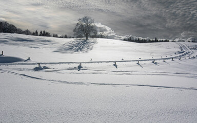 splendid landscapes of the snow-covered Dolomites from the beautiful winter