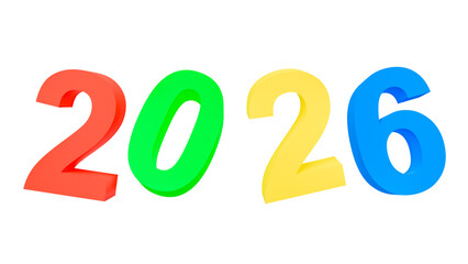 Premium colorful 3D render of the number 2026 with soft gradients, isolated on transparent background, ideal for elegant New Year designs, branding and modern marketing visuals.