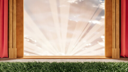 Bright Stage Spotlight Shining Through Curtain