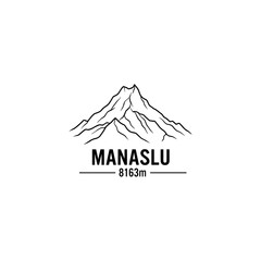 Manaslu Mountain Peak Illustration With