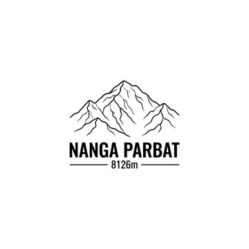 Outline of Nanga Parbat mountain at 8126 meters elevation  
