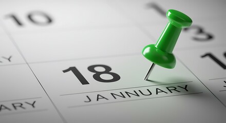 Calendar with January 18 Highlighted