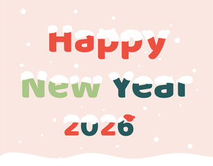 Happy new year typographic banner on light background