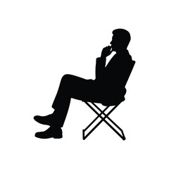 Man Sitting and Thinking Silhouette